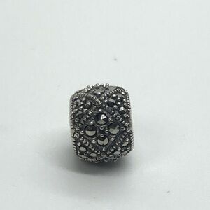 Persona 925 Sterling Silver & Marcasite Stone Diamond Design Charm Bead